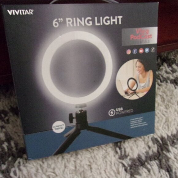 Vivitar 6" Ring Light Vlog Podcast essentials usb powered New - Picture 1 of 2